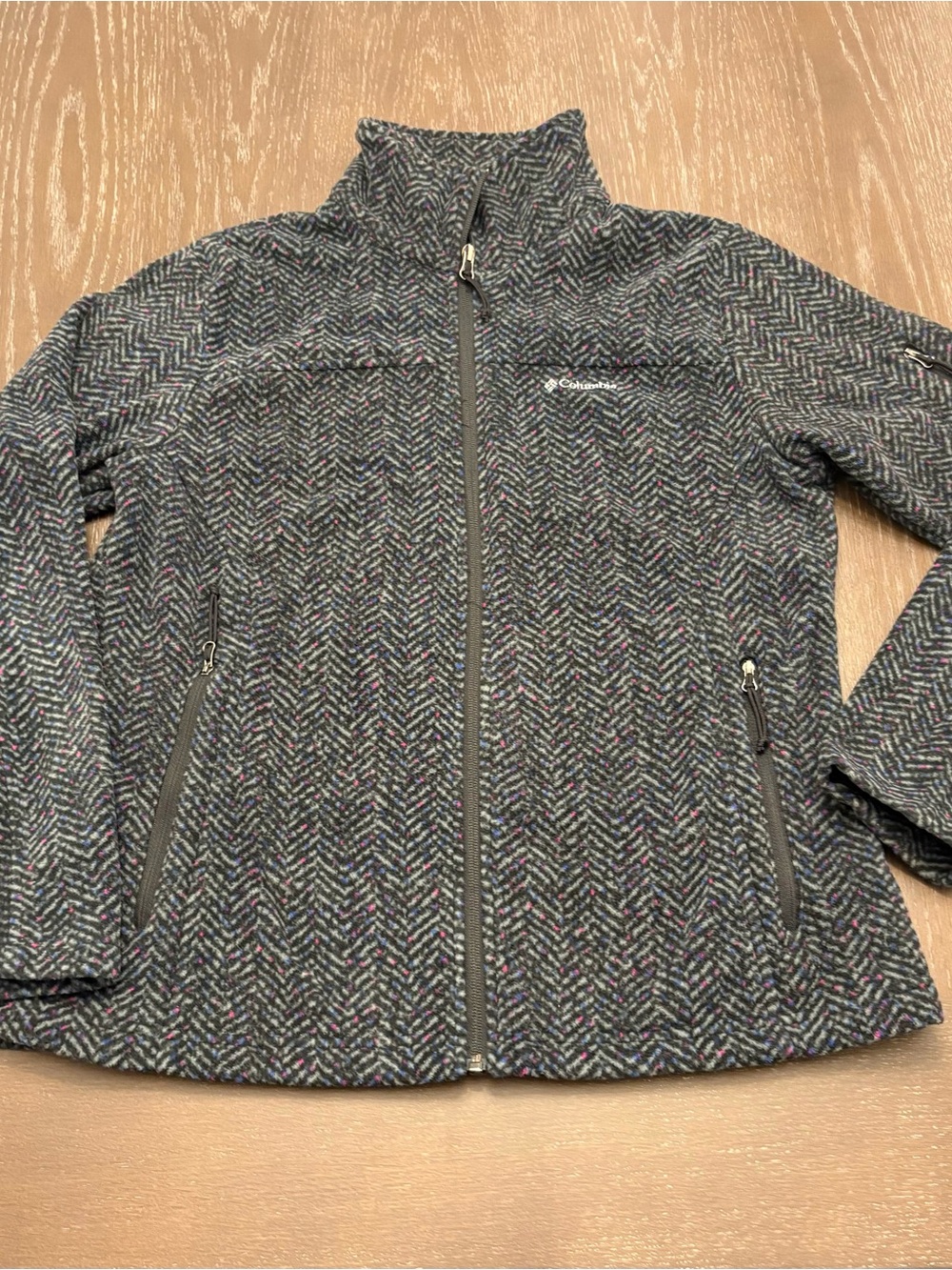 Columbia Women's Gray Herringbone Zip-Front Utility Jacket